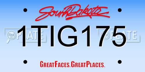 1TIG175 South Dakota License Plate