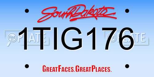 1TIG176 South Dakota License Plate