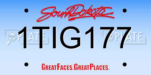 1TIG177 South Dakota License Plate