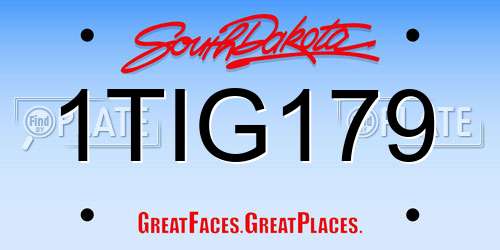 1TIG179 South Dakota License Plate