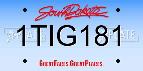 1TIG181 South Dakota License Plate