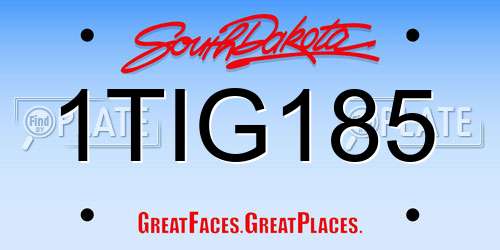 1TIG185 South Dakota License Plate