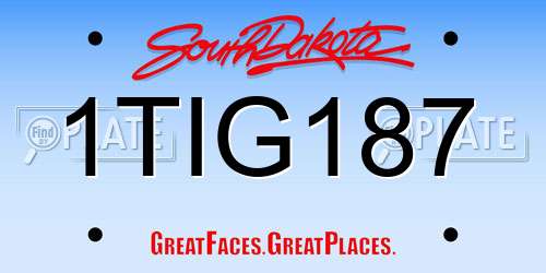 1TIG187 South Dakota License Plate