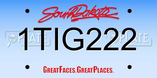 1TIG222 South Dakota License Plate