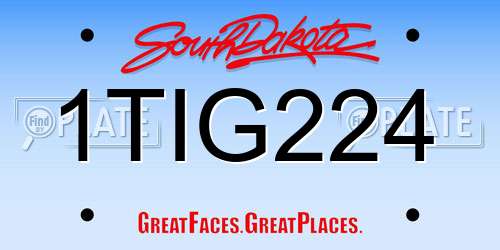 1TIG224 South Dakota License Plate