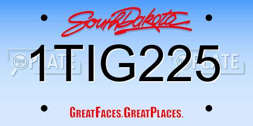1TIG225 South Dakota License Plate