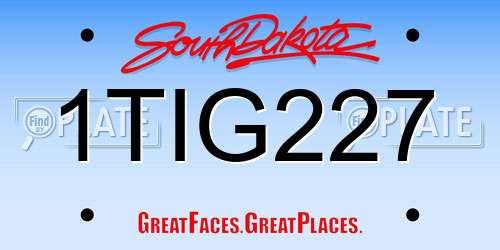 1TIG227 South Dakota License Plate