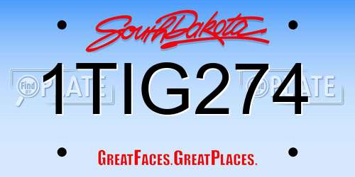 1TIG274 South Dakota License Plate