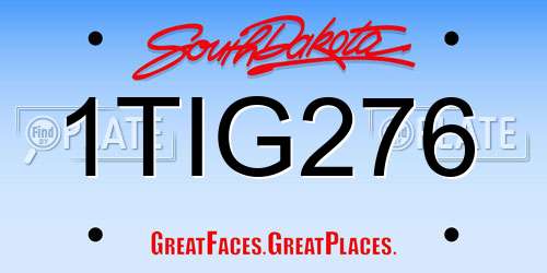 1TIG276 South Dakota License Plate