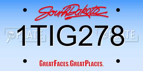 1TIG278 South Dakota License Plate