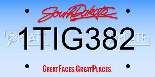 1TIG382 South Dakota License Plate