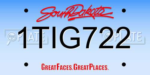 1TIG722 South Dakota License Plate