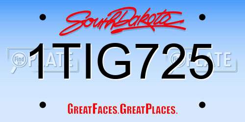 1TIG725 South Dakota License Plate