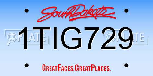 1TIG729 South Dakota License Plate