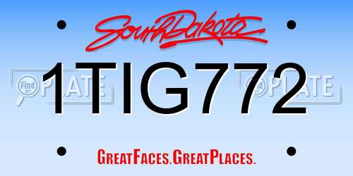 1TIG772 South Dakota License Plate