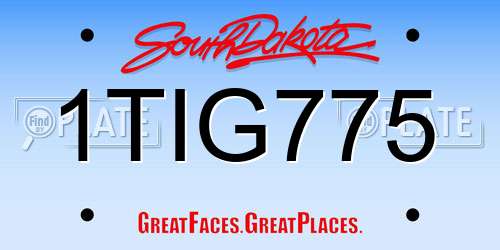 1TIG775 South Dakota License Plate
