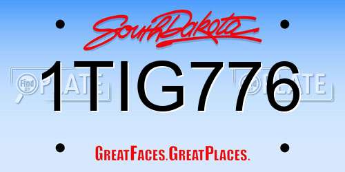 1TIG776 South Dakota License Plate