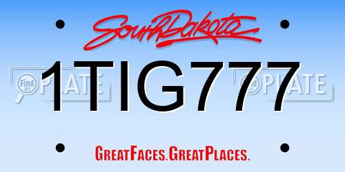 1TIG777 South Dakota License Plate