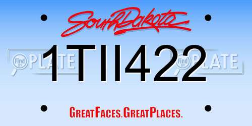 1TII422 South Dakota License Plate