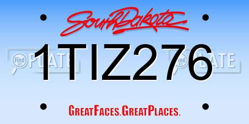 1TIZ276 South Dakota License Plate