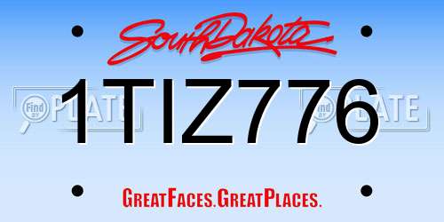 1TIZ776 South Dakota License Plate
