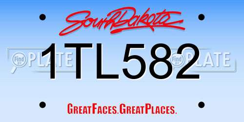 1TL582 South Dakota License Plate