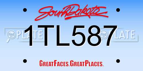 1TL587 South Dakota License Plate
