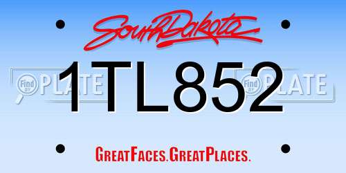 1TL852 South Dakota License Plate