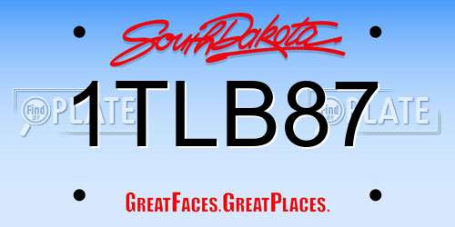 1TLB87 South Dakota License Plate