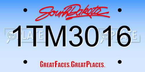 1TM3016 South Dakota License Plate