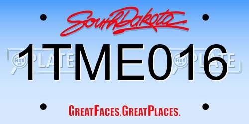 1TME016 South Dakota License Plate