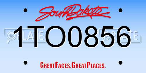 1TO0856 South Dakota License Plate