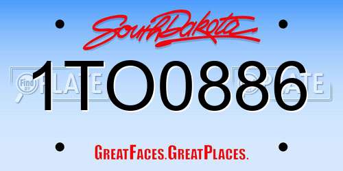 1TO0886 South Dakota License Plate