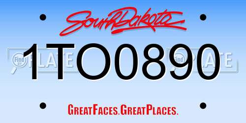 1TO0890 South Dakota License Plate