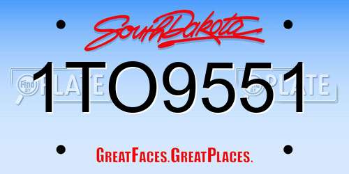 1TO9551 South Dakota License Plate
