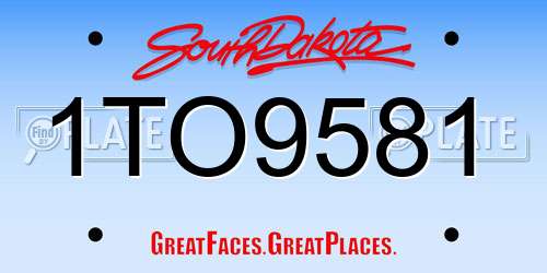 1TO9581 South Dakota License Plate