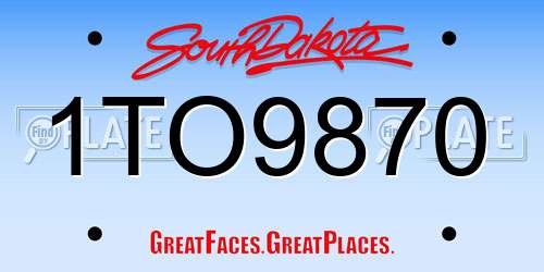 1TO9870 South Dakota License Plate