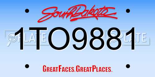 1TO9881 South Dakota License Plate