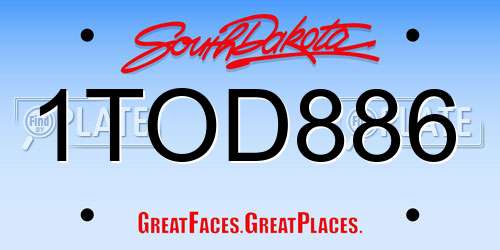 1TOD886 South Dakota License Plate