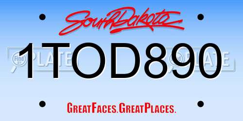 1TOD890 South Dakota License Plate