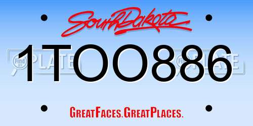 1TOO886 South Dakota License Plate