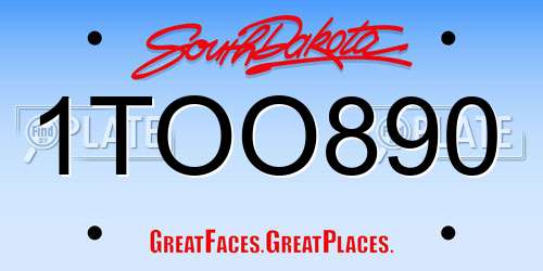 1TOO890 South Dakota License Plate