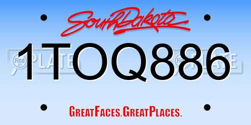 1TOQ886 South Dakota License Plate