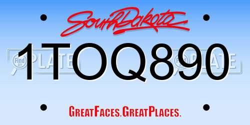 1TOQ890 South Dakota License Plate