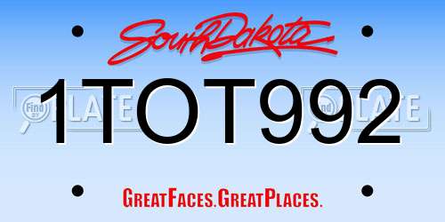 1TOT992 South Dakota License Plate