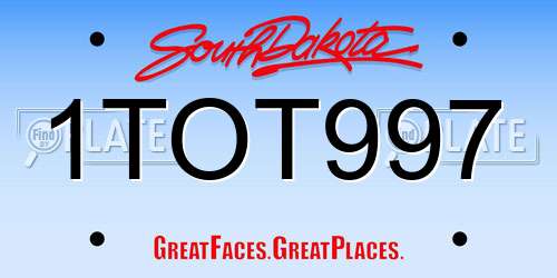 1TOT997 South Dakota License Plate