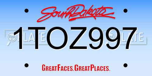 1TOZ997 South Dakota License Plate