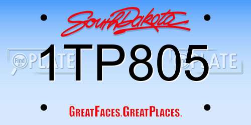 1TP805 South Dakota License Plate