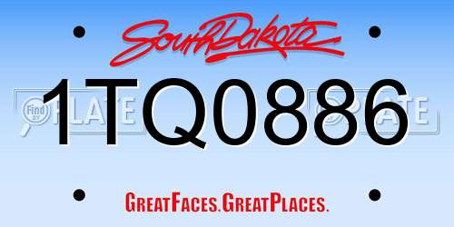 1TQ0886 South Dakota License Plate
