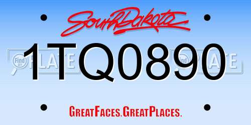 1TQ0890 South Dakota License Plate